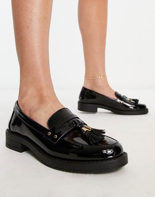 schuh Lisbon tassel loafers in black patent