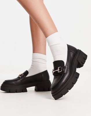 schuh Lola chunky loafers with trim in black
