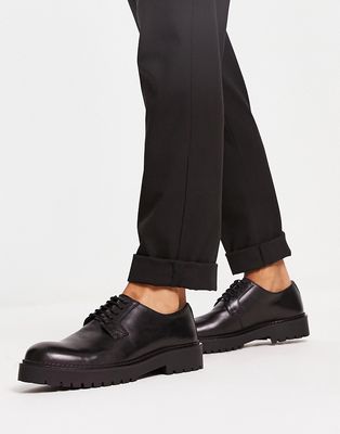 schuh Paulo chunky lace up shoes in black leather