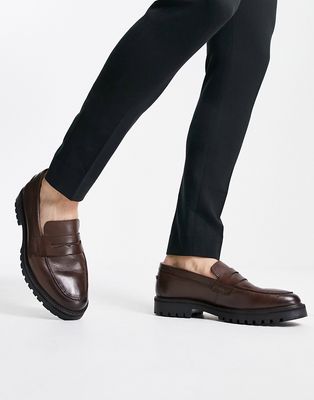 schuh Percy chunky loafers in brown leather