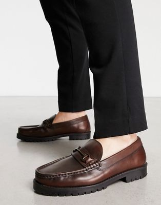 Schuh ralph chunky snaffle loafers in brown leather-Black