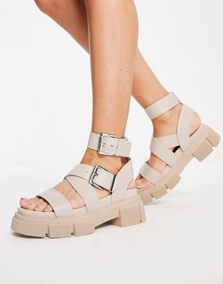 schuh Toulouse super chunky flatform sandals in beige drench-Neutral