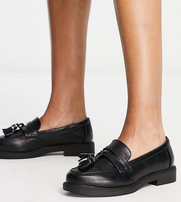 schuh Wide Fit Lane loafers in black