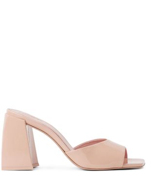Schutz 90mm square-toe patent leather sandals - Pink