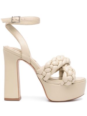 Schutz braided leather block heel sandals - Neutrals