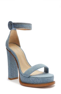 Schutz Eduarda Ankle Strap Platform Sandal in Blue/Summer Jeans