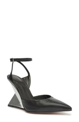 Schutz Janice Ankle Strap Pointed Toe Pump in Black