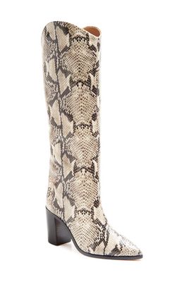 Schutz Maryana Block Pointed Toe Knee High Boot in Natural Snake Print