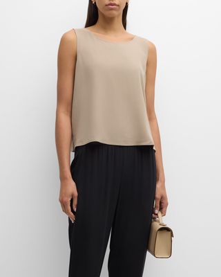 Scoop-Neck Georgette Crepe Shell