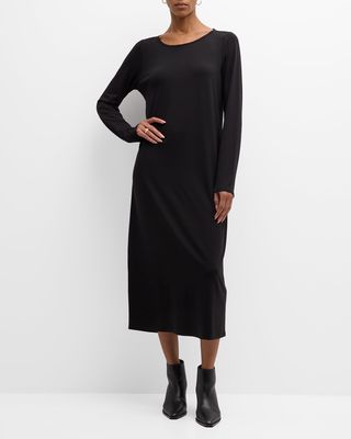 Scoop-Neck Jersey Knit Midi Dress