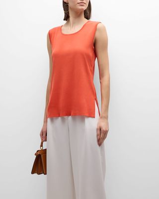 Scoop-Neck Side-Slit Knit Tank Top