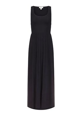 Scoopneck Pleated Maxi Dress