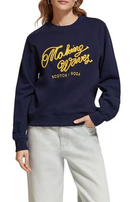 Scotch & Soda Artwork Graphic Sweatshirt in Navy Blue