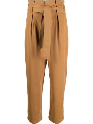 Scotch & Soda belted paperbag-waist trousers - Brown
