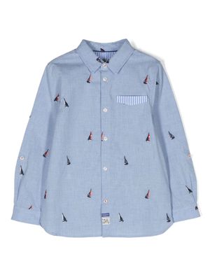 Scotch & Soda boat-motif cotton shirt - Blue