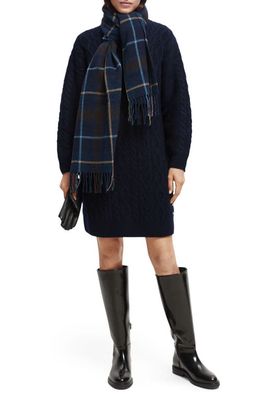 Scotch & Soda Cable Stitch Wool Blend Sweater Dress in 5384-Deep Space Melange