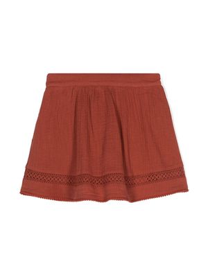 Scotch & Soda crochet-panel plissé skirt - Brown