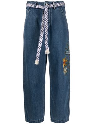 Scotch & Soda embroidery-motif belted jeans - Blue