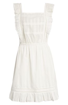 Scotch & Soda Eyelet Ruffle Organic Cotton Pinafore Dress in Off White