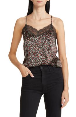 Scotch & Soda Feather Print Lace Trim Camisole in Creatures Of The Night
