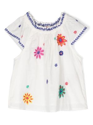 Scotch & Soda floral-embroidered cotton blouse - White