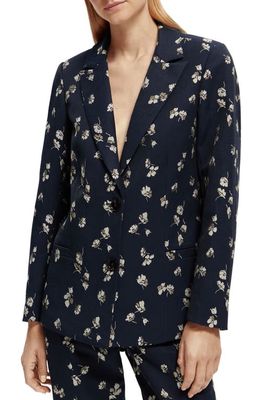Scotch & Soda Floral Jacquard Relaxed Fit Jacket in 5465-Tulips