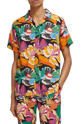 Scotch & Soda Floral Linen Blend Camp Shirt in 5669-Floral