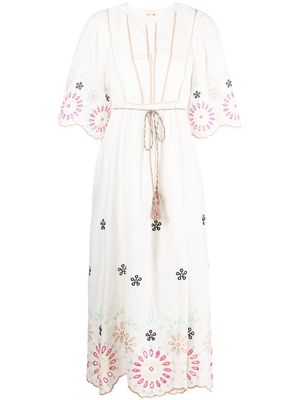 Scotch & Soda floral-motif broderie-anglaise dress - White