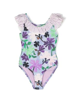 Scotch & Soda floral print ruffled swimsuit - Purple