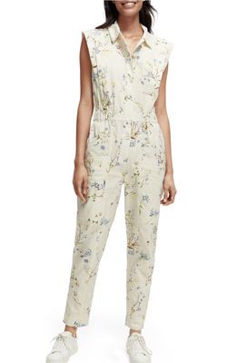 Scotch & Soda Floral Sleeveless Cotton Utility Jumpsuit in Combo