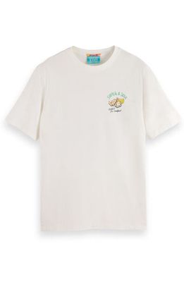 Scotch & Soda Front & Back Graphic T-Shirt in White Traditional