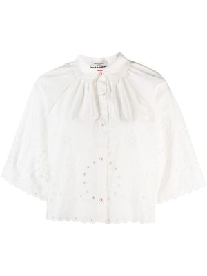 Scotch & Soda gathered-detail broderie anglaise shirt - White