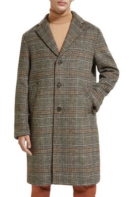 Scotch & Soda Glen Plaid Hairy Wool Blend Bouclé Topcoat in 6751-Multi Grey Check