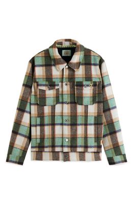 Scotch & Soda Hefe Plaid Flannel Button-Up Shirt Jacket in 6769-Absinthe Check