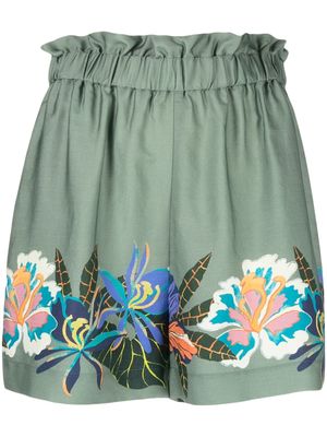 Scotch & Soda high-waisted floral-print shorts - Green