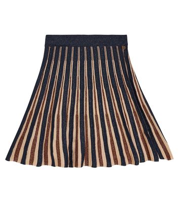 Scotch & Soda Kids Pleated striped cotton-blend skirt