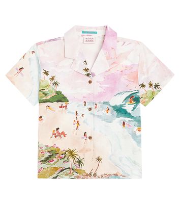 Scotch & Soda Kids Printed cotton-blend bowling shirt