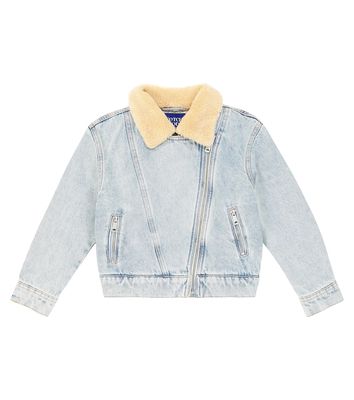 Scotch & Soda Kids Teddy-trimmed denim biker jacket