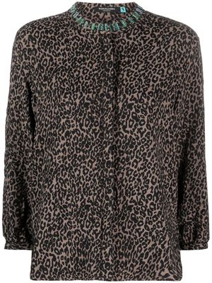 Scotch & Soda leopard-print collarless shirt - Brown