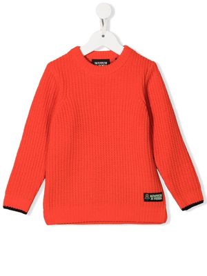 Scotch & Soda logo-patch knitted jumper - Red