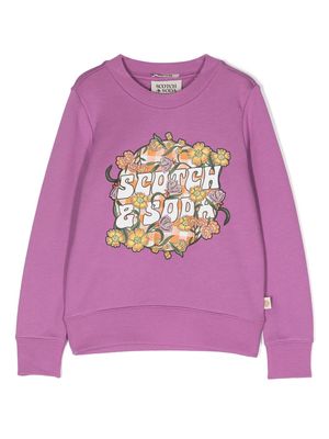 Scotch & Soda logo-print crew neck sweatshirt - Purple