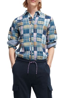 Scotch & Soda Men's Regular Fit Plaid Cotton Flannel Button-Up Shirt in Combo C