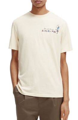 Scotch & Soda Music Organic Cotton Graphic T-Shirt in 0135-Stone
