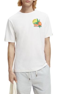 Scotch & Soda Orange Organic Cotton Graphic T-Shirt in 0006-White