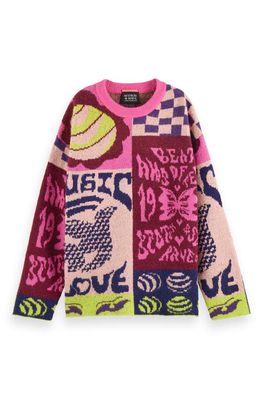 Scotch & Soda Oversize Graphic Sweater in Pink Flyer Graphic