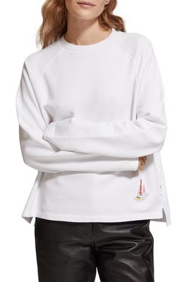 Scotch & Soda Raglan Graphic Sweatshirt in White