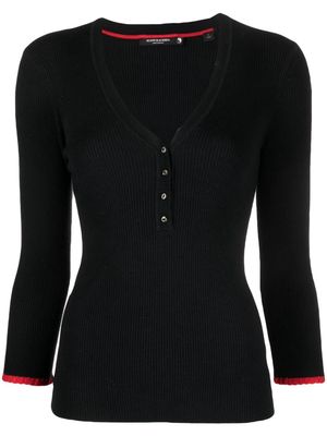 Scotch & Soda ribbed-knit V-neck jumper - Black