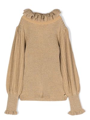 Scotch & Soda ruffled-collar knitted jumper - Gold