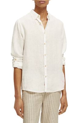 Scotch & Soda Sport Fit Solid Linen Button-Up Shirt in 0006-White
