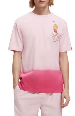 Scotch & Soda Squeeze the Day Organic Cotton Graphic T-Shirt in Stone Pink